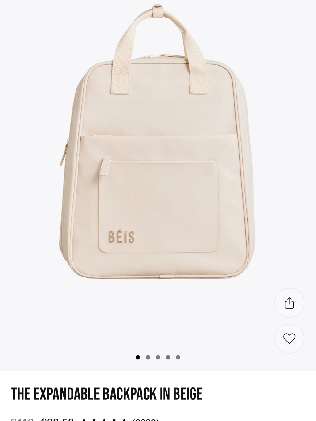 Beis Expandable Backpack In Beige